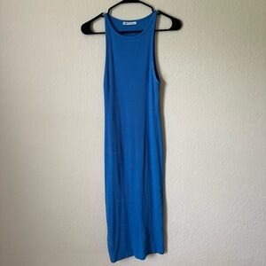 Zara Blue Sleeveless Halter Sheath Midi Dress